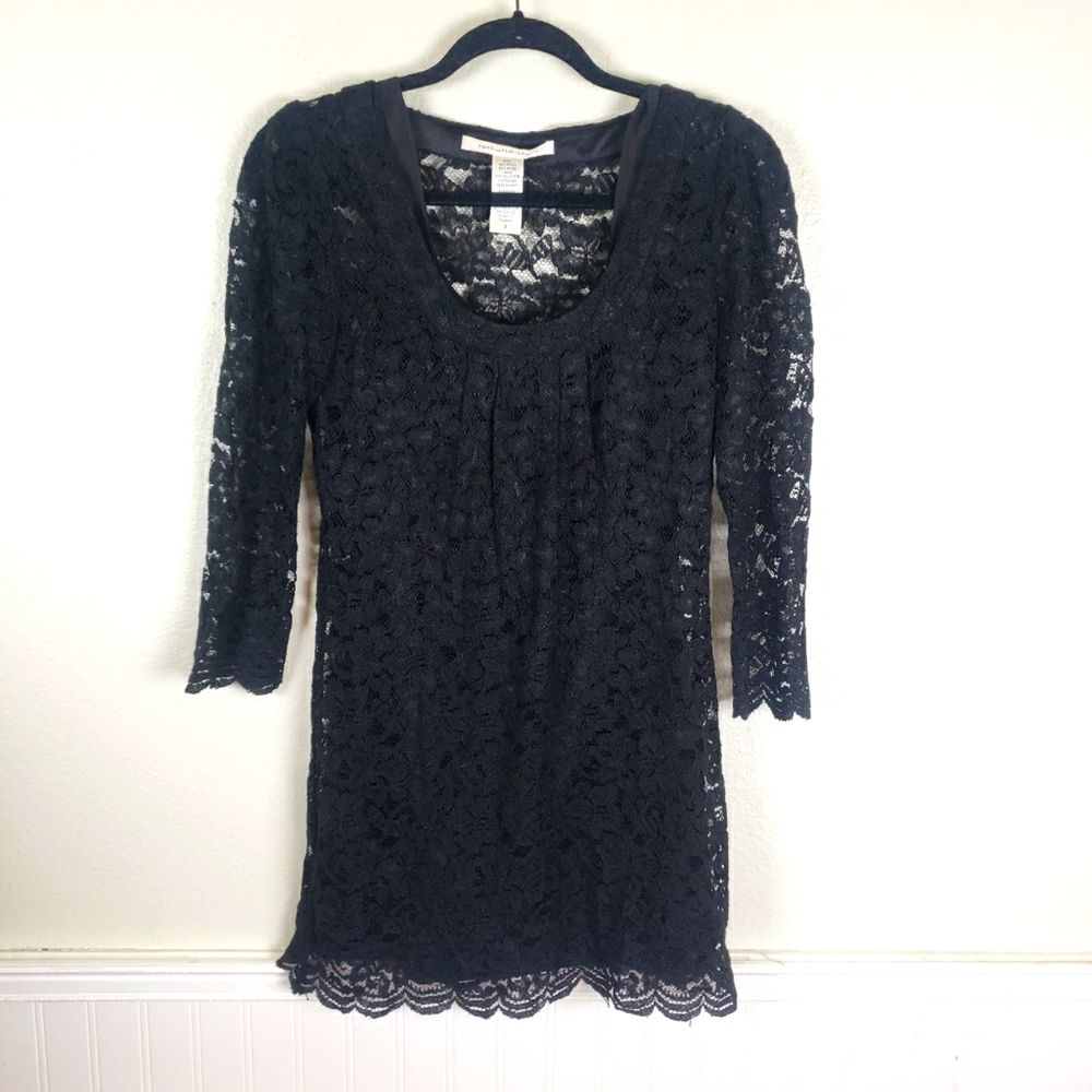 Women's Diane Von Furstenberg Black Lace Scalloped Sheath Mini Dress Size 02/Xs